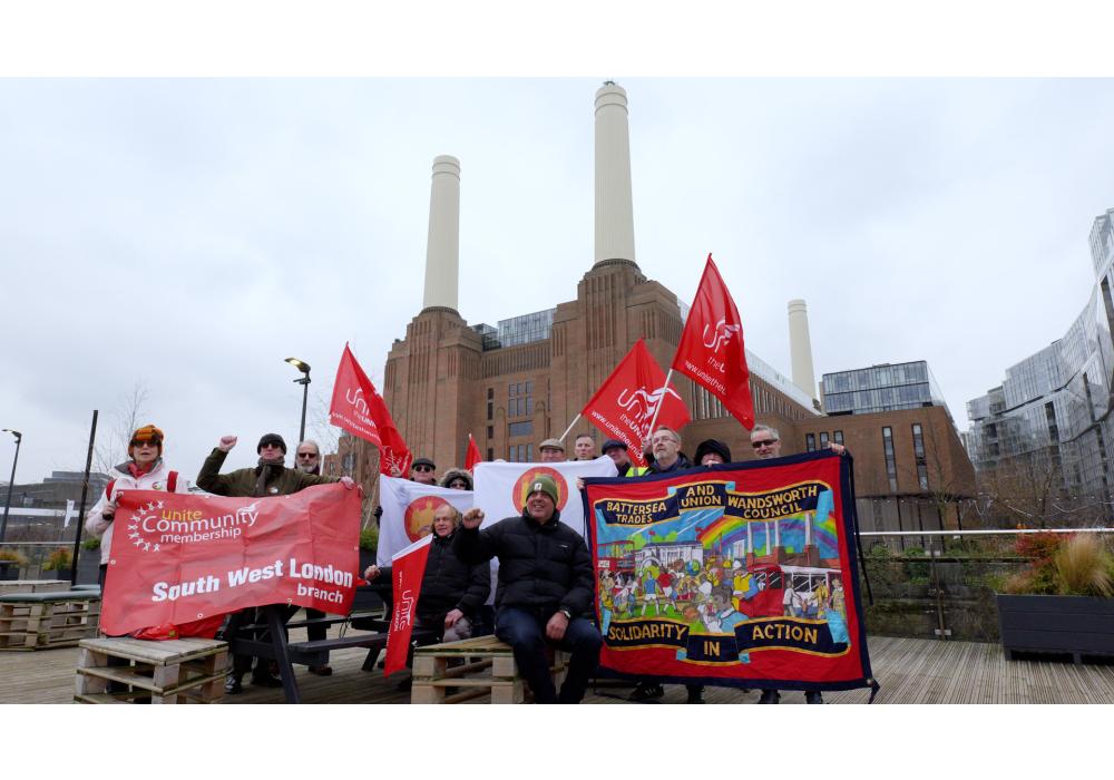 BWTUC AND UNITE CONSTRUCTION HEARTUNIONS PHOTOCALL ON THURSDAY 13 FEBRUARY TO CELEBRATE IMMENSE UNION ROLE AT BATTERSEA POWER STATION CONSTRUCTION SITE 