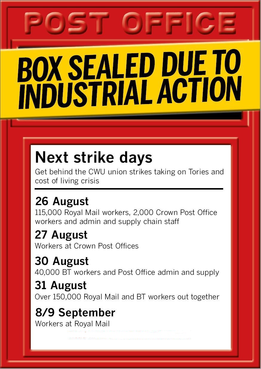 Post Office strike three new days of action announced for August